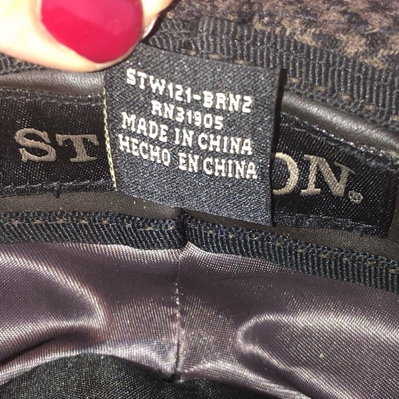 STETSON SINCE 1865 Fedora Hat Men's Size Medium Brown Plaid Print Wool - Picture 6 of 10